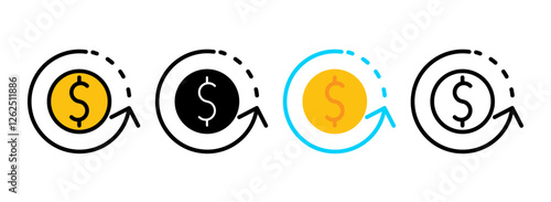 Set of Subscription Renewal Rate Line, Line Filled, Glyph, Flat Icons