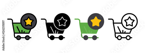 Set of Loyalty Program Redemption Line, Line Filled, Glyph, Flat Icons