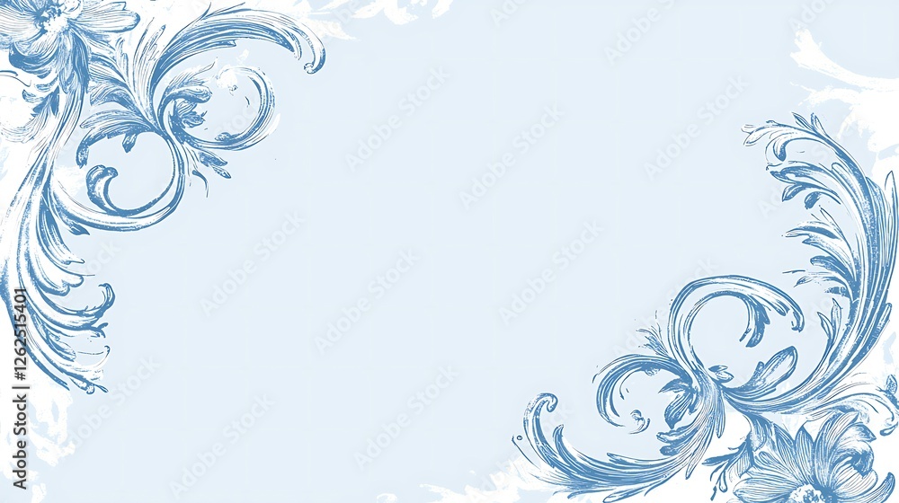 Elegant Blue Floral Design Corner Frame Background Elegant Blue Floral Design Corner Frame Background