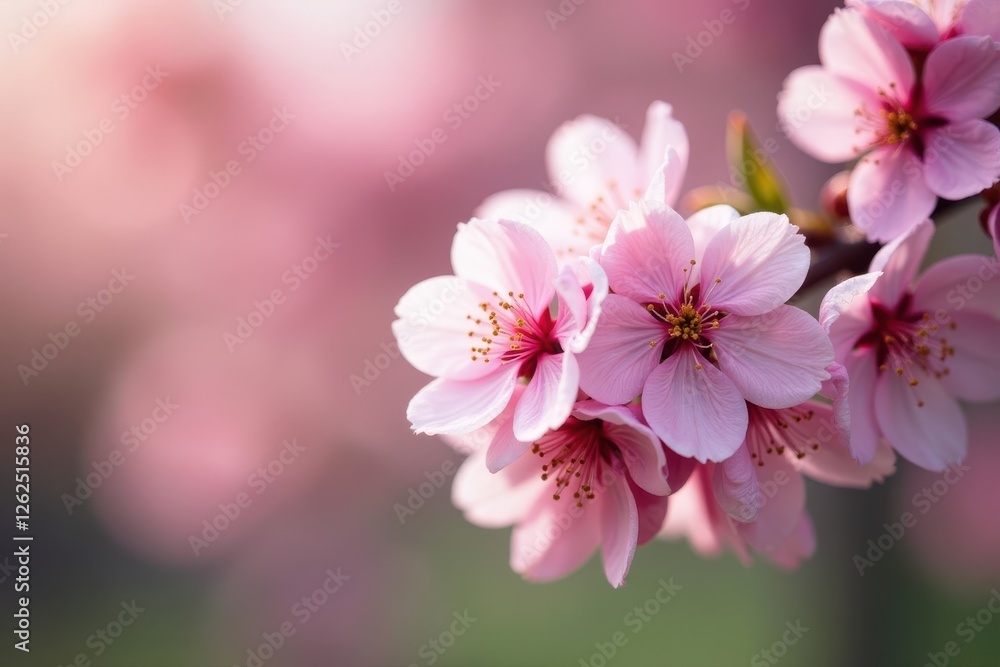 Close-up pink cherry blossom, soft focus spring blooms, plant, blossom Close-up pink cherry blossom, soft focus spring blooms, plant, blossom