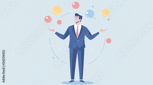 Confident Businessman Juggling Work Responsibilities