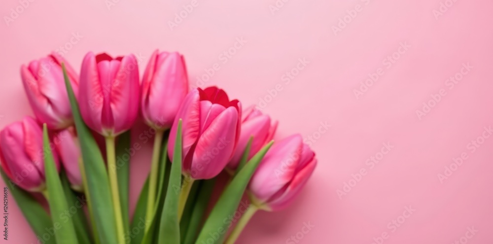 Cluster of pink tulips, soft pink background, close-up view, design, nature, tulips Cluster of pink tulips, soft pink background, close-up view, design, nature, tulips