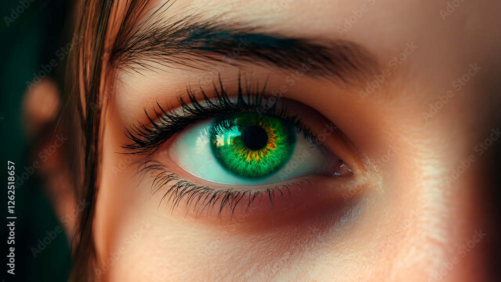 zoom in shot close-up of a beautiful girl's green eye. Extreme close up footage of an human eye. Macro footage of an eye of an young female. Generative Ai zoom in shot close-up of a beautiful girl's green eye. Extreme close up footage of an human eye. Macro footage of an eye of an young female. Generative Ai