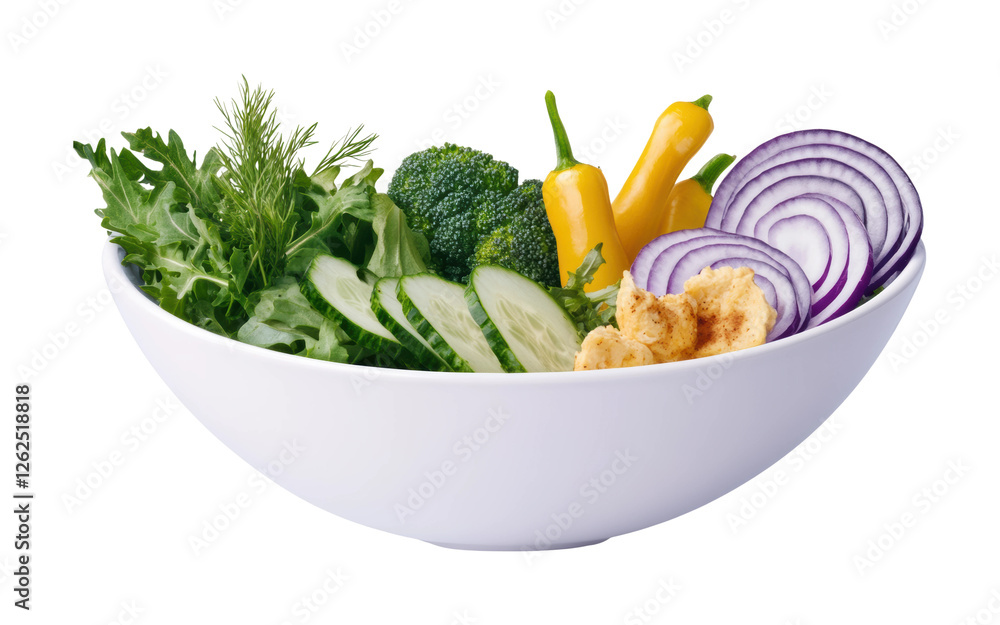Healthy eating fresh veggie bowl view isolated on transparent background, png Healthy eating fresh veggie bowl view isolated on transparent background, png