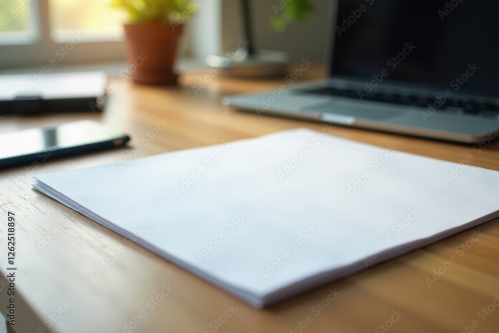 Crisp white paper sheet, office setting, sharp focus, template, white, sheet Crisp white paper sheet, office setting, sharp focus, template, white, sheet