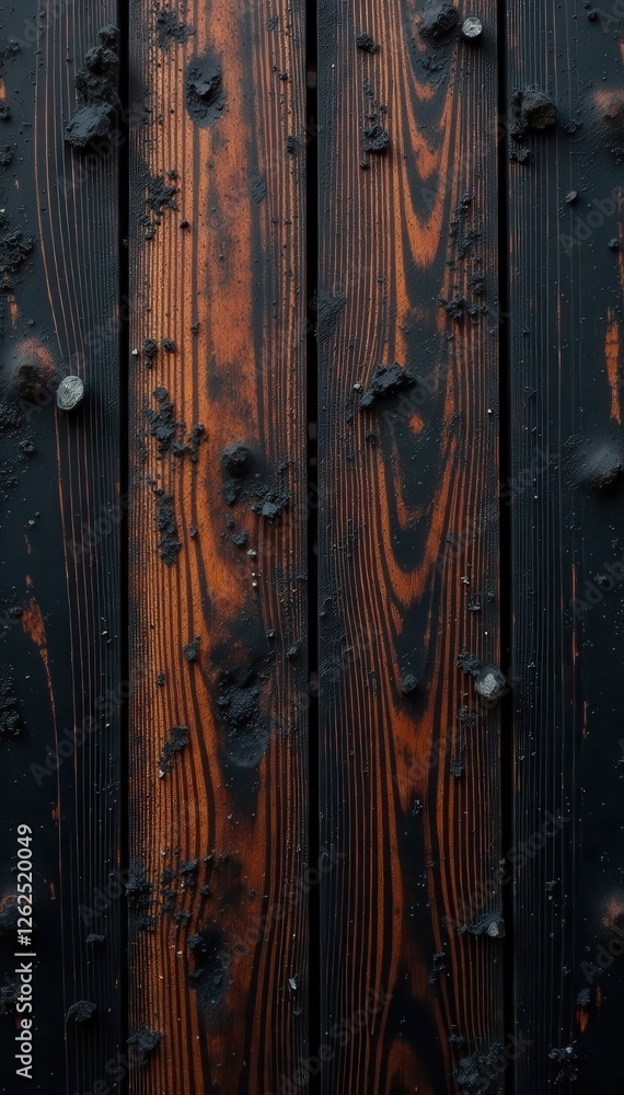 Dark, charred wood texture with deep scratches; Halloween banner background, autumn, rustic Dark, charred wood texture with deep scratches; Halloween banner background, autumn, rustic