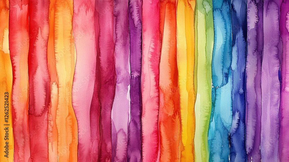 Naklejka premium Abstract watercolor background with vibrant rainbow colors blending seamlessly, creating a lively and dynamic design.