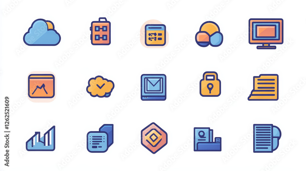 Internet security, data storage and hacker attack protection vector icons set. Information privacy, cloud storage secure access smart technology. Computer server, datacenter, computer network safety Internet security, data storage and hacker attack protection vector icons set. Information privacy, cloud storage secure access smart technology. Computer server, datacenter, computer network safety