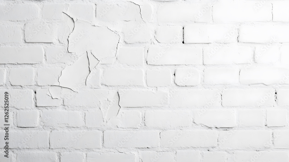 Obraz premium Aged white brick wall with cracks and texture, perfect for backgrounds