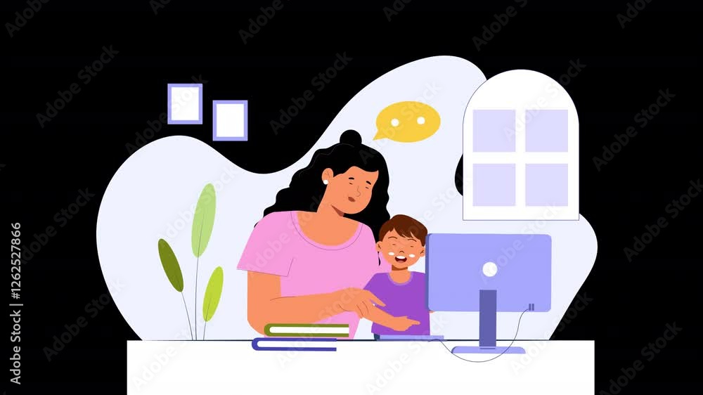 Flat character animation depicting parenting themes, where characters navigate daily challenges like managing family routines, fostering communication, and balancing work and home life. Flat character animation depicting parenting themes, where characters navigate daily challenges like managing family routines, fostering communication, and balancing work and home life.