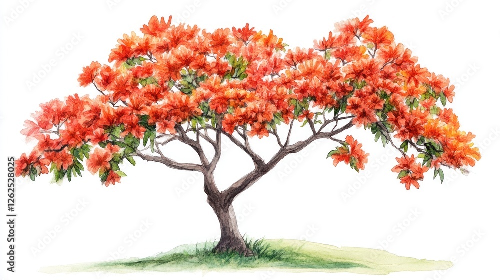 Fototapeta premium Blooming orange tree, isolated, garden, spring