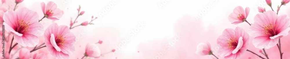 Obraz premium Delicate pink watercolor floral frame, soft spring background , botanical, art