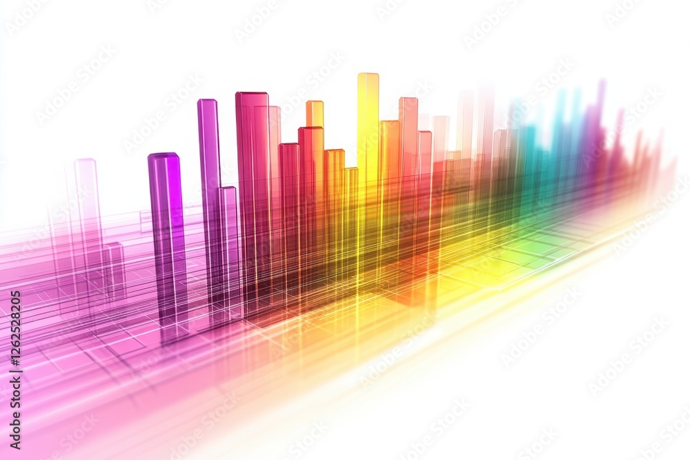 Fototapeta premium Colorful Abstract Waveform with Vertical Bars and Light Effects