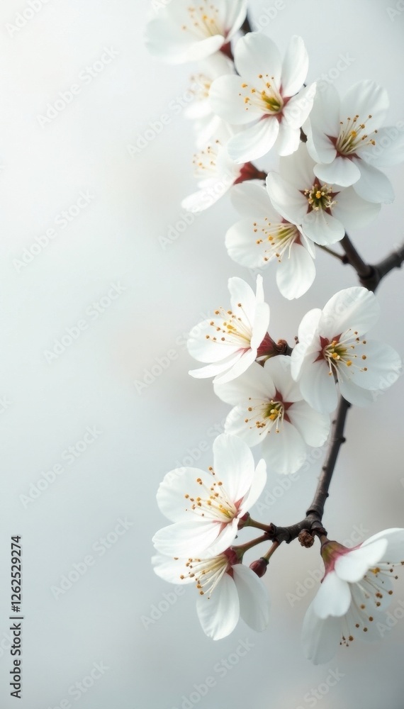 Delicate white cherry blossoms, pure white backdrop, soft light , cherry blossom, white, floral design Delicate white cherry blossoms, pure white backdrop, soft light , cherry blossom, white, floral design