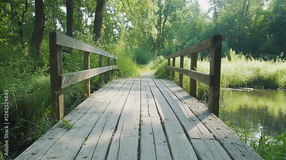 Wooden bridge path forest nature walk Wooden bridge path forest nature walk