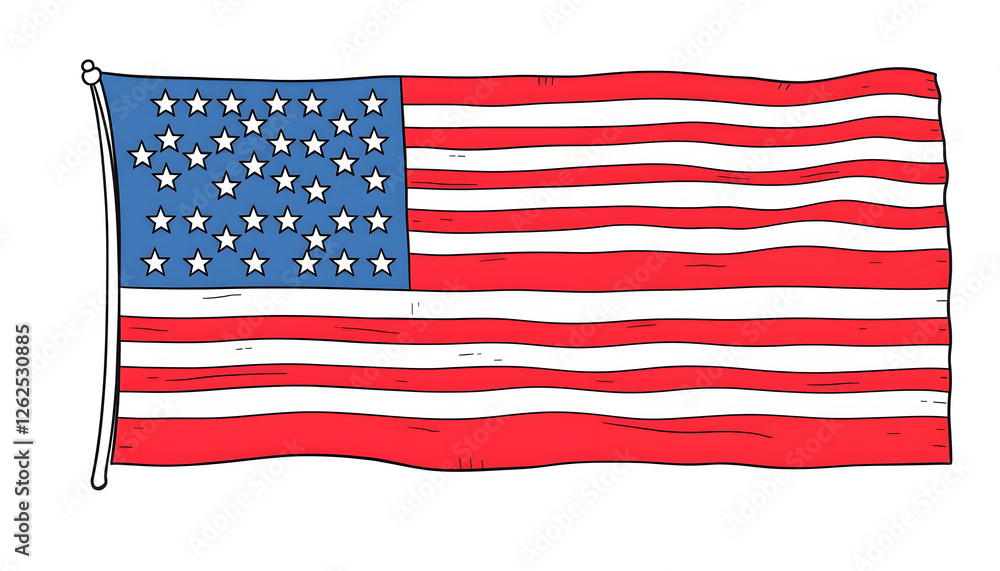 Obraz premium American flag background, one line art. with white shades