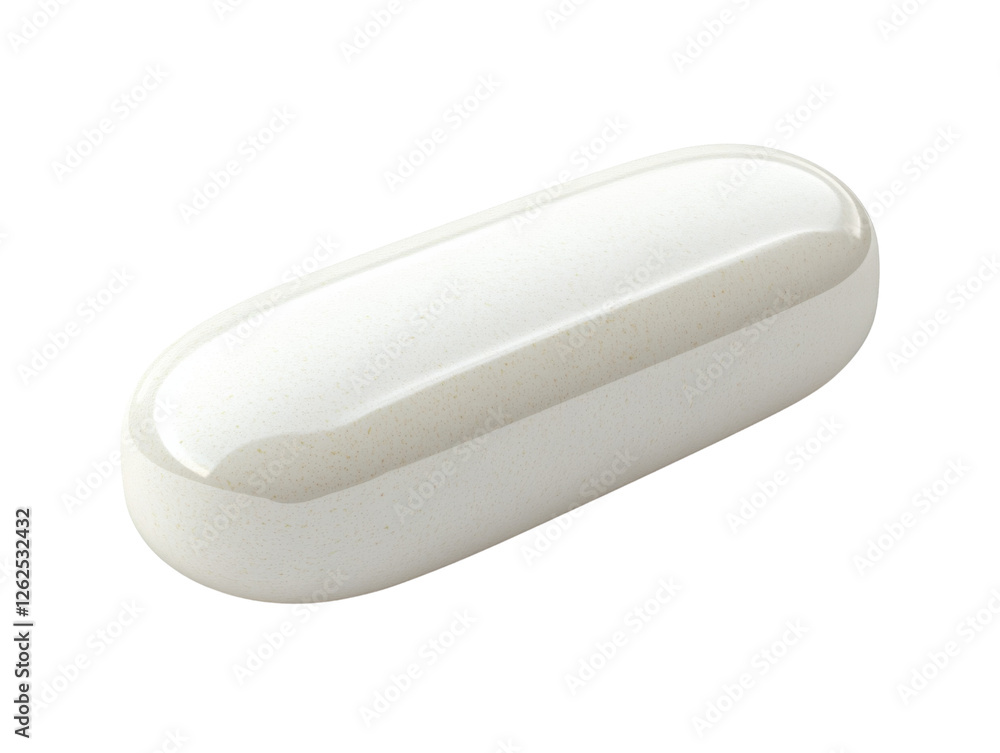 smooth, oval shaped white capsule with glossy finish, ideal for health and wellness themes smooth, oval shaped white capsule with glossy finish, ideal for health and wellness themes