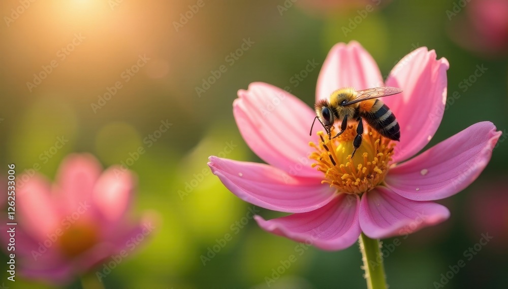 Early spring blooms, busy bees collecting pollen, closeup, fresh, outdoor Early spring blooms, busy bees collecting pollen, closeup, fresh, outdoor