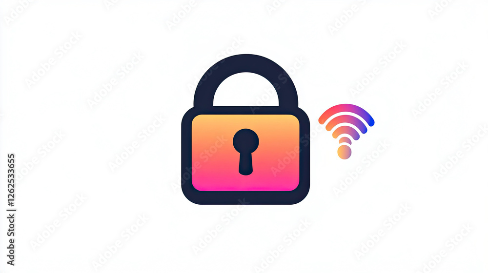 Secured Wireless Network Connection Padlock Icon Graphic Design Image Secured Wireless Network Connection Padlock Icon Graphic Design Image