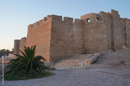 Quadro em tela Il Ribat Harthema di Monastir  è circondato da possenti mura difensive e sovrast