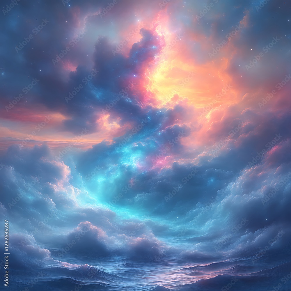 Obraz premium Cosmic Portal Through the Clouds**