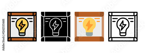 Set of Electrical Engineering Line, Line Filled, Glyph, Flat Icons