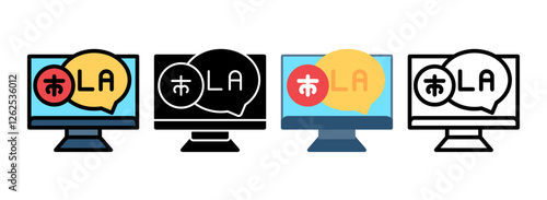 Set of Latin Line, Line Filled, Glyph, Flat Icons