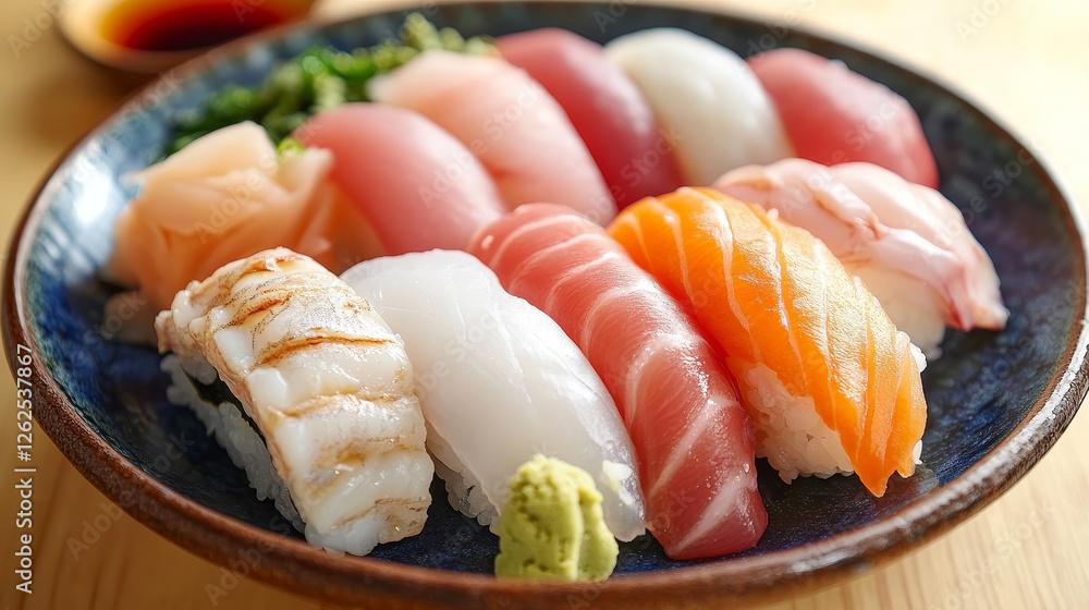 Sushi and seafood dishes of japanese cuisine poster template. Asian restaurant menu of sushi roll and nigiri with rice, fish, shrimp and caviar, seafood rice, noodle soup and sake set for food design Sushi and seafood dishes of japanese cuisine poster template. Asian restaurant menu of sushi roll and nigiri with rice, fish, shrimp and caviar, seafood rice, noodle soup and sake set for food design