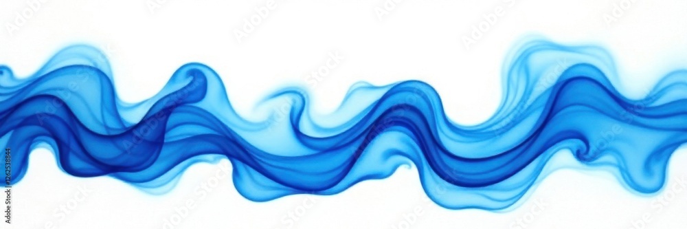 Fototapeta premium Intricate blue smoke patterns, forming dynamic, undulating waves on bright white , motion, light, color