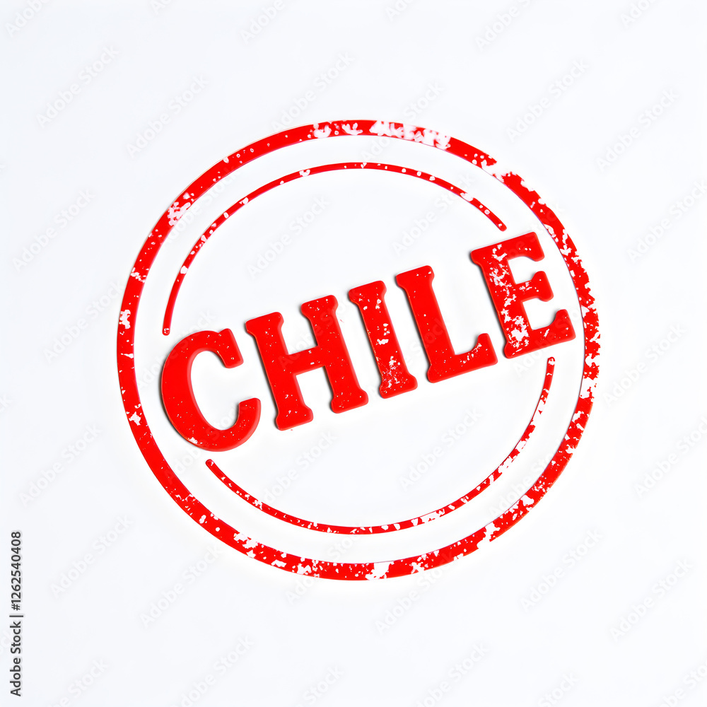Chile text stamp red rubber stamp on white background. Generative AI Chile text stamp red rubber stamp on white background. Generative AI