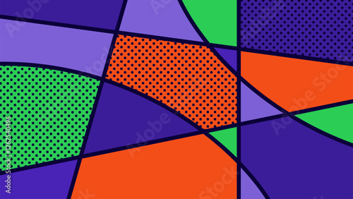 Blue, orange, green abstract Pop Art Geometric Pattern