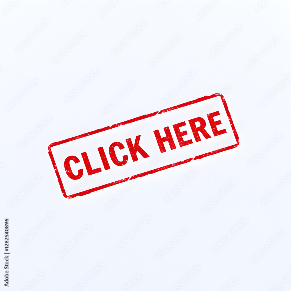 Click Here text stamp red rubber stamp on white background. Generative AI Click Here text stamp red rubber stamp on white background. Generative AI