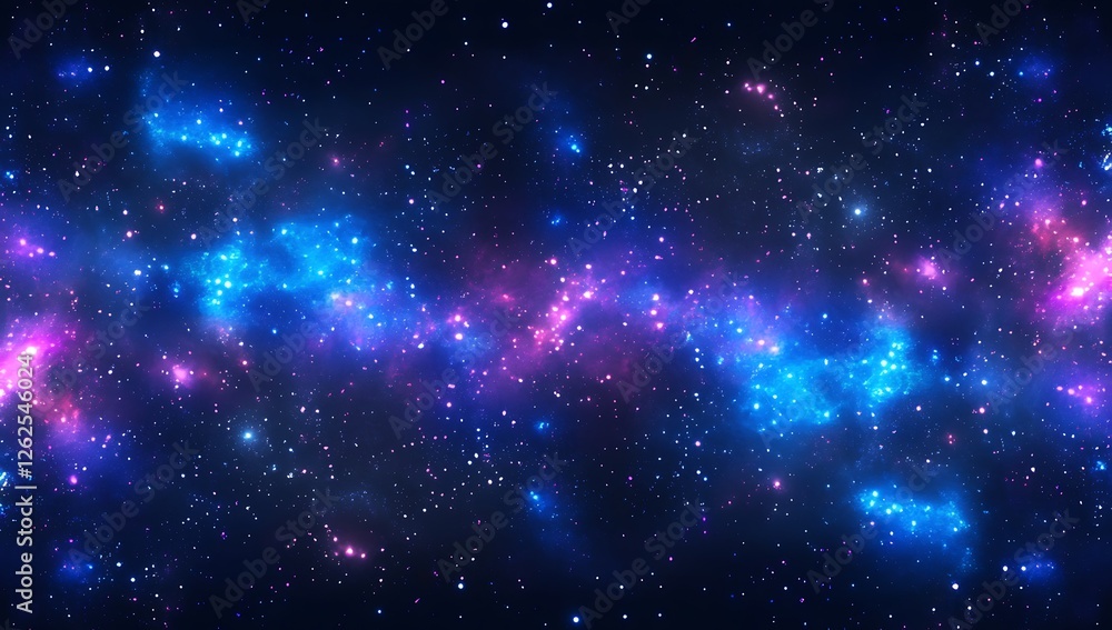 Obraz premium Radiant Cosmic Dreamscape A Symphony of Holographic Lights and Sparkling Glitter on a Deep Blue Canvas