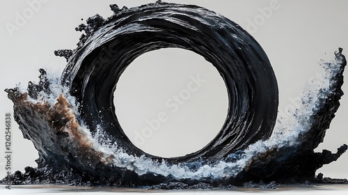 Circular wave with white water crashing around in its wake photo