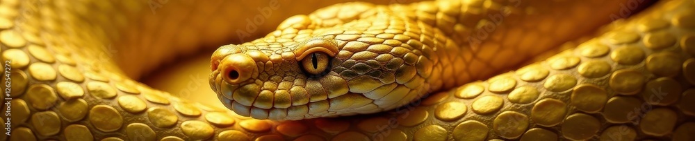 Obraz premium Luxurious gold snake skin close up, intricate scales, photography, nature, skin
