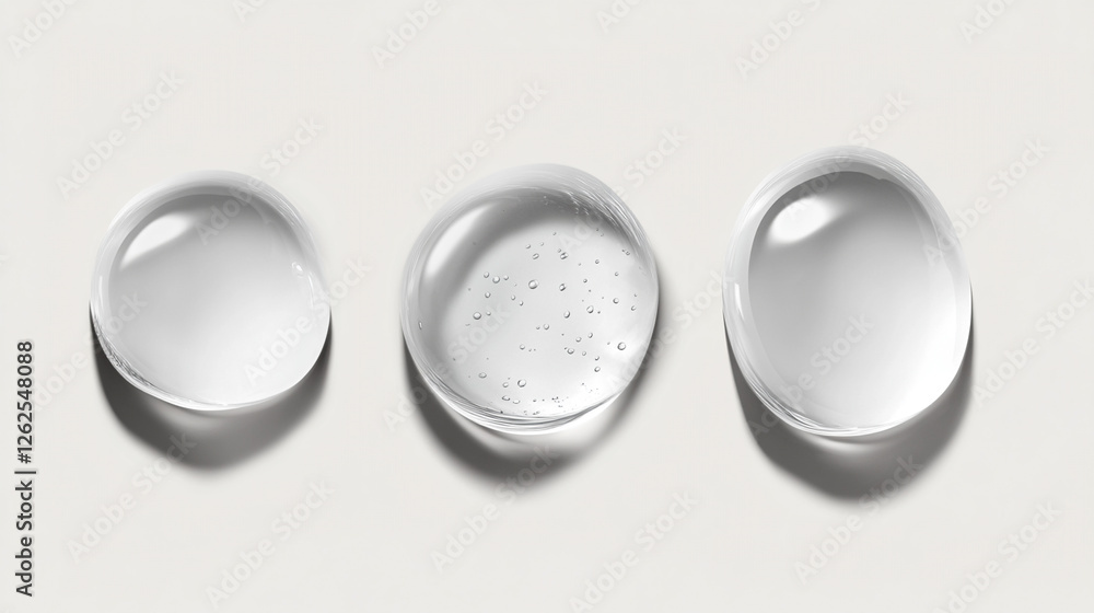 Three water drops on white background. Three water drops on white background.