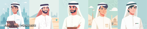 vector of young man wearing traditional arabic clothes