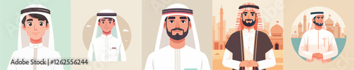 vector of young man wearing traditional arabic clothes