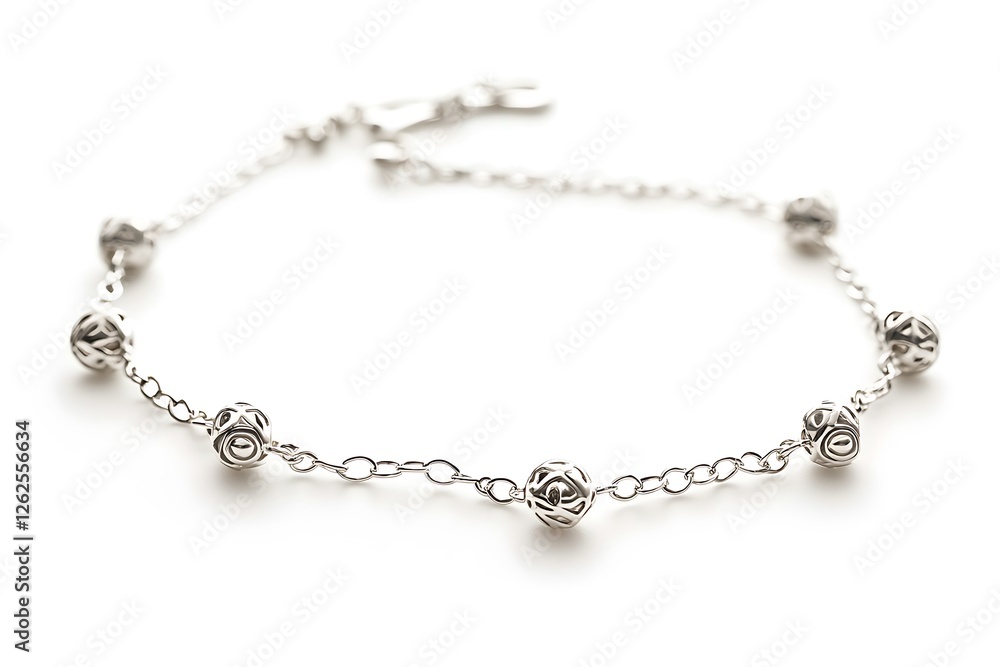 3D Style Elegant Silver Anklet with Delicate Chain Feminine and Stylish 3D Style Elegant Silver Anklet with Delicate Chain Feminine and Stylish