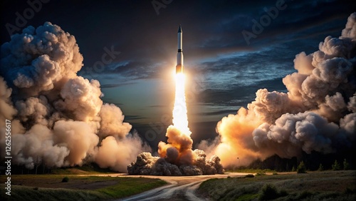 A secret military rocket launching under cover of darkness