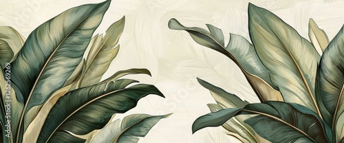 Eye-catching green mural art showcasing Musa paradisiaca Linn.