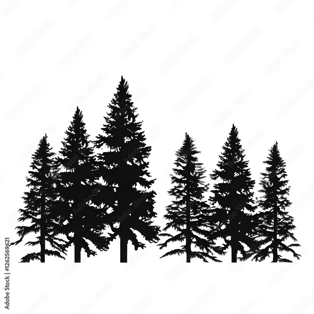 Obraz premium clipart of pine trees silhouette