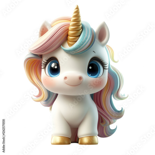 3d cute unicorn character isolated on transparent background.PNG