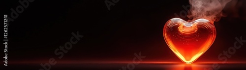 Heart-shaped steam rising from a cup indoor setting emotional visual dark background close-up love concept