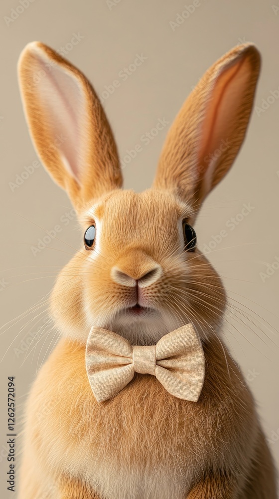 Fototapeta premium Adorable Bunny in Bowtie - A Cute Pet Portrait
