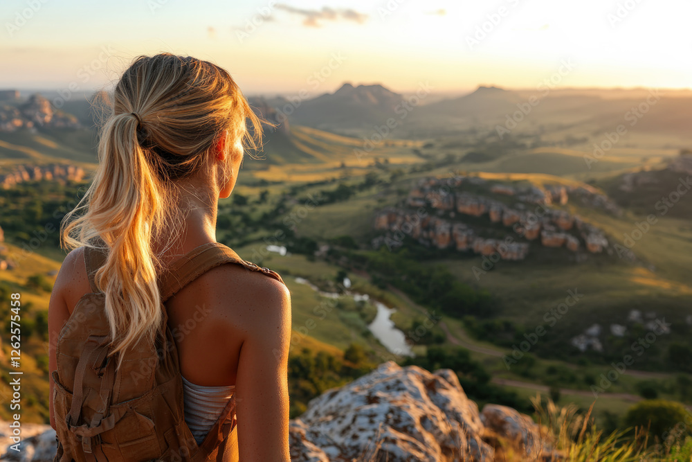 Adventurous Woman Enjoying Scenic Landscape Adventurous Woman Enjoying Scenic Landscape