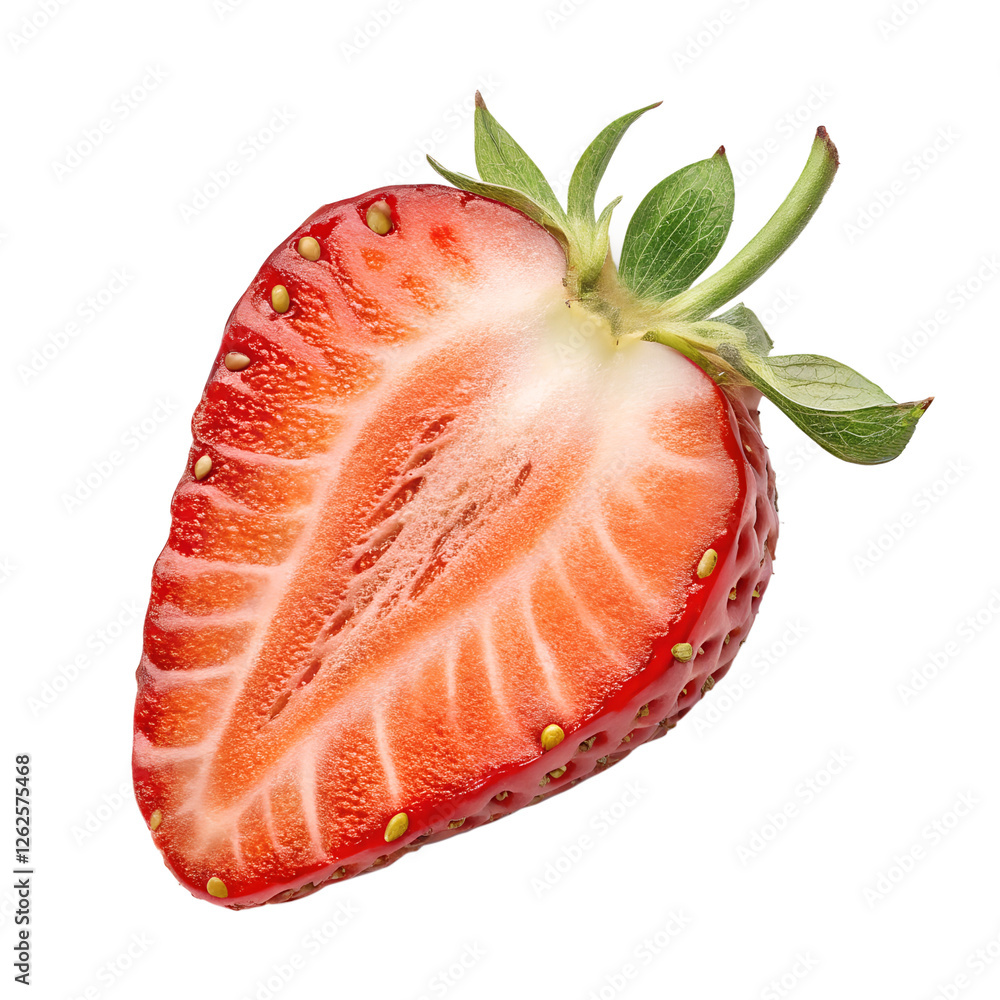 Half a strawberry on isolated on transparent background png Half a strawberry on isolated on transparent background png