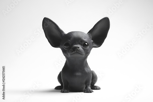 3D Style Tiny Chihuahua Dog with Big Ears Cute and Lively photo