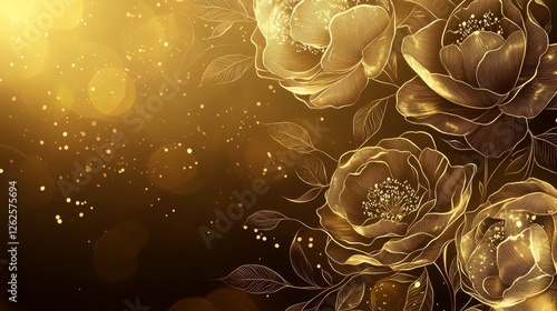 Golden Floral Design Wallpaper - Exquisite Luxury Pattern