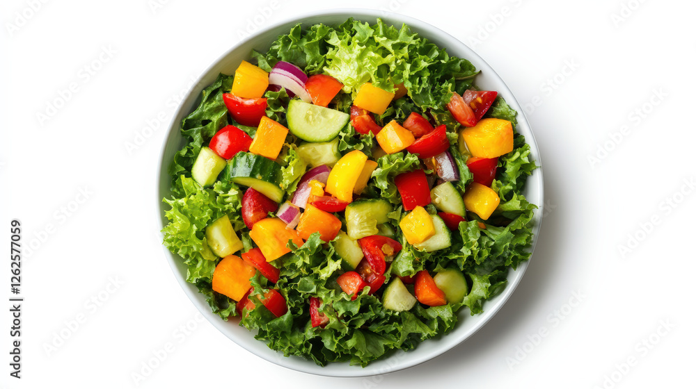 Fresh vegetable salad bowl with vibrant colors and textures, featuring lettuce, tomatoes, cucumbers, bell peppers, and onions, perfect for healthy meal Fresh vegetable salad bowl with vibrant colors and textures, featuring lettuce, tomatoes, cucumbers, bell peppers, and onions, perfect for healthy meal